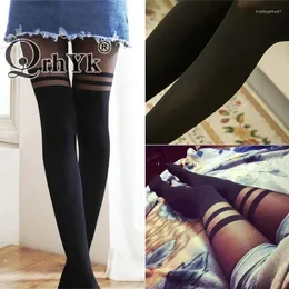 Women Socks Black Sexy Girl Temptation Sheer Mock Suspender Tights Pantyhose Stockings