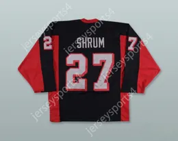 Custom Steve Shrum 27 Odessa Jackalopes Black Hockey Jersey Top Stitched S-M-L-XL-XXL-3XL-4XL-5XL-6XL