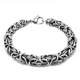 Catene di moda da 6 /8 mm in acciaio inossidabile inossidabile cerchio rotondo nero argento rotondo bizantino catena di collegamenti uomini donne bracciale