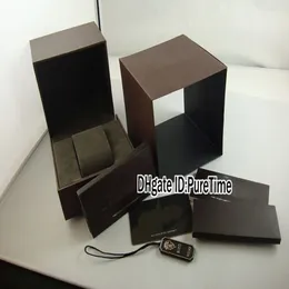Caixa de relógio de relógio marrom de qualidade nova, masculino, caixa de vigilância masculina de Womens Womens com Certificado Cartão Presente Papel Bag Gcbox Cheap PureTime 294J