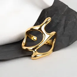 Clusterringe NBNB Silber Gold Farbe Hyperknochen hohl unregelmäßiger offener Ring für Frauen Mode Girl Verstellbarer weiblicher Party Fingerschmuck