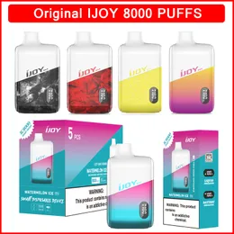 Barra original IJOY IC8000 8k Puffs vapes e-cigarros e caneta vape 18ml de cigarro pré-cheio de cigarro de 650mAh, dispositivo descartável recarregável