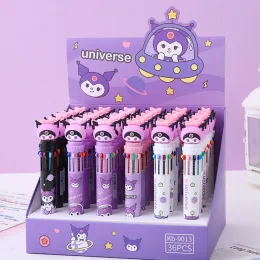 36pcs/lote desenho animado kuromi caneta 10 cores kawaii bola caneta estudante mini -cartolor multicolor caneta papelaria infantil presentes