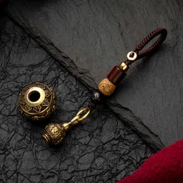 Brass Chinese Blessing Lotus Kürbis Anhänger für Schlüsselbund handgefertigtes Seil Lucky Men Auto Schlüsselkette Lanyard Hangings Keyrings Keyrings
