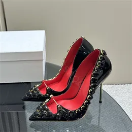 Designer Women Shoes Rhinestone Heel Pointed Toe Stiletto Heel Flat Heels Genuine Leather Wedding Shoes Summer Luxury Women's Shine Sandals With Box