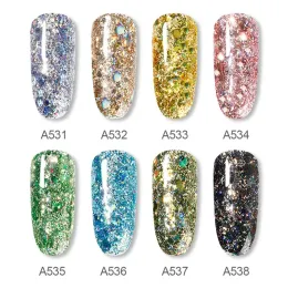 Rosalind Platinum Glitter Gel Polish Rianbow Nail Art Bright For Diamond Paint Nails Design UV Top Base Primer for Manicure