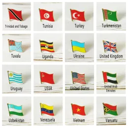 Nationalflagge Metall -Lapel -Pin -Land -Badge alle Welt Tunesien Türkei Uganda Ukraine Großbritannien Vereinigte Staaten UdSSR Tuvalu