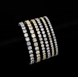 Pulseiras de pulseira de tênis pulseiras de jóias de jóias de moda de zircão de diamante de diamante de ouro para homens para homens 3mm 4mm 5mm Cadeiras 7 polegadas 8 polegadas