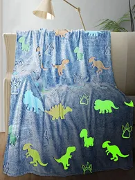 Светящий динозаврский одеял с динозаврами для девочек. Плюс фланелевая рождественская елка светится в темной супер мягкой 240523
