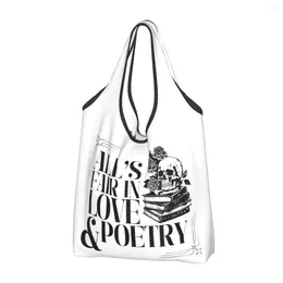 Shopping Bags Skull All's Fair In Love & Poetry Swifts The Tortured Poets Department Reusable Grocery Foldable Eco Bag