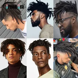Handgjorda dreadlock 100% mänskliga hårförlängningar för män Natural Afro Kinky Straight Loc Hårflätor Virka hår 10-50 Strängar