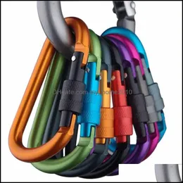 Carabiners 8cm ألومنيوم سبيكة Carabiner D-Ring سلسلة مفاتيح مقطع MTI-Color Cam Keyring Snap Hook Outdoor Travel Kit Quickds DLH056 DROP D OTLHV