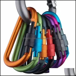 Carabiner 8 cm Aluminiumlegierung Carabiner D-Ring-Schlüsselkette MTI-Color Cam Keyring Snap Hook Outdoor-Reise-Kit Quickds DLH056 DROP D OTLHV