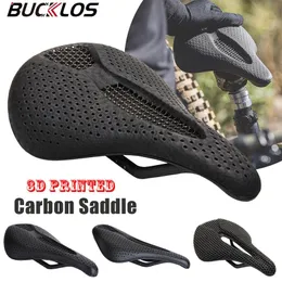Bucklos 3D Stampa in bicicletta stampata in bicicletta Full Carbon Bike Cushion UltraLight Road Mountain Bike Saddle Carbon MTB Seat 240523