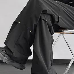 Męskie spodnie plus rozmiacze Dekor Decor Hip Hop Wide proste luźne kieszenie boczne spodnie dresowe wodoodporne na zewnątrz długie