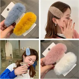 Autumn and Winter New Clip Furry Hairpin Korean Super Fairy Plush Hair Accessories Rex Rabbit Fur Super Cute Fur Bb Side Clip