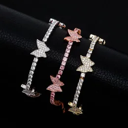 Go Party Hot Sale Pink kleine Schmetterling Anhänger Anhänger Knöchelarmband Fußkette Diamant -Knöchelarmband für Frauen 234i