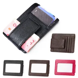 Męskie skórzane pieniądze klip przednia portfel kieszonkowy magnetyczny uchwyt na kartę kredytową