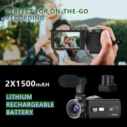 G-ANICA 4K kamera wideo 60fps/48MP UHD nagrywanie wideo aparat cyfrowy Autofocus, 18x cyfrowy aparat zoomu, 3-calowy ekran