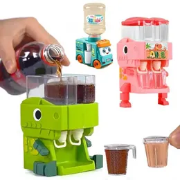 Küchen spielen Food Childrens Dinosaurier Doppelwasserspender Spielzeug mit niedlichen rosa und blauen kalten/warmen Wassergetränken Brunnen Simulation Küche Spielzeug D240525