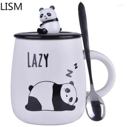 Tassen Panda Keramik Becher mit Cover Löffel Cartoon Kaffee süße personalisierte kreative Milch Tee Tasse Frühstück Tazas