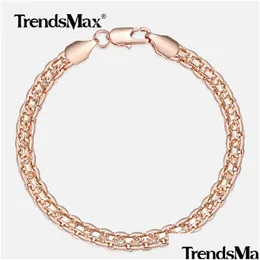 Braccialetti Charm 5mm Bracciale per donne Girls 585 Rose Gold Bismark Link Chain Woman Gioielli Regali da festa 18 cm 20 cm Delivery DHHN74