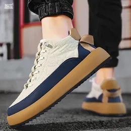 Casual Shoes Men's Napa Soft Leather Thick Soled High Top Plus Velvet One Step Lazy Board Bag Sole Daddy A3