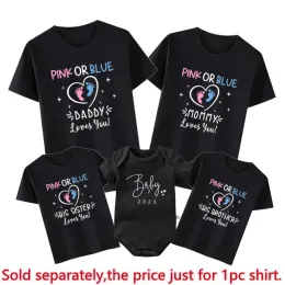Nuovo abiti da abbinamento per famiglie Pink o Blue Dad Mom Loves You T-shirts Big Brother Sister Baby Annuncio Tops Family Look Shirts