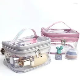 Aufbewahrungsbeutel transparent wasserdichte PVC Waschbeutel Kosmetische Handtasche Make -up Reisen Reisebereich Hautpflege Doppeldeck Mackup Organizer