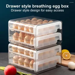 Lagringsflaskor ventilerad äggkartongorganisation Box Stapelbar med lock Organiserar Preserve 32 ägg Transparent kylskåp