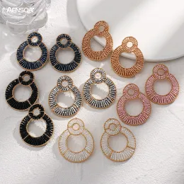Aensoa trendiga färgglada kristallpärlor runda droppörhängen för kvinnor handgjorda pärlade geometriska pendientes örhängen festsmycken