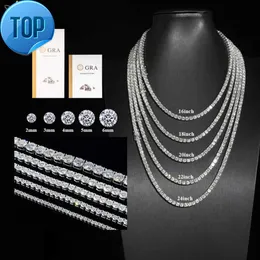 In magazzino con certificato 3 mm 4 mm 5 mm d VVS Diamond Tennis Necklet Bracelet 925 Sterling Silver Moissanite Tennis Chain