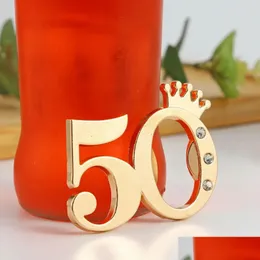 Pesto favore 30 ° 40 ° 50 ° 60 ° anniversario di matrimonio all'ingrosso presente Oro Crown Crown Digital 50 apribottiglie in confezione regalo Chro Dhtvf