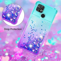 Für PoCO C40 Case Gradient Quicksand Flüssigglitterkoffer für Xiaomi Poco C 40 Deckelschockdopfer Stoßfänger Clear Phone Cover Funda