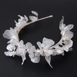 SLBRIDAL Handmade Flexible Resin Flower Crystal Rhinestones Bridal Tiara Headband Wedding Crown Hair Accessories Women Jewelry 240516