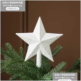 Weihnachtsdekorationen neuer Glitzer weißer Baum Top Star Merry for Home 2022 Jahr Natal Noel 2023 Weihnachts -Ornamente Drop Lieferung Garten Fes Dhije