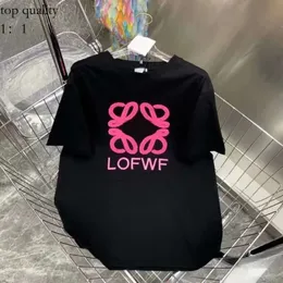 LoeWeee haft haftowa dla kobiet odzież list z drukiem O-Neck Short-Sleeve Designer Loewew T-shirt femme Lowew Top Lose uprawa
