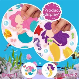 4-24 fogli crea i tuoi adesivi a sirena per bambini divertenti, crea un puzzle ardesia per bambini ragazze fai da te