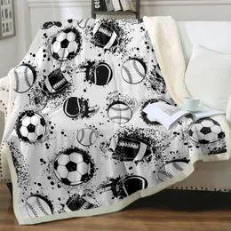 Decken alle Arten von Bällen wie Fußball -Tennis Baseball Rugby Sherpa Decke warm warm super weiche Fuzzy Fleece Plüsch Couch