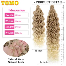تومو هاواي أوشن موجة الكروشيه Cheveux Naturel Noir Wave Wave Tresses Cheveux crochet crochet tressing extensions de cheveux