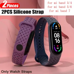 2pcs Bracciale in loop intrecciato intrecciato in silicone per xiaomi mi banda 7 smartwatch sportivo sport sport correa nfc band7 mi banda 6 5 4 3 cinghia