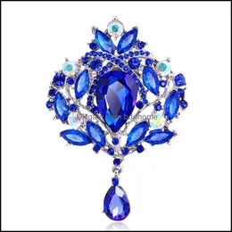 Stifte, Broschen Vintage -Stil großer Wassertropfen für Frauen Schmuck Farbe Blume Brosche Stecknadel Strasskristallbroach Hochzeit C3 Lieferung DHC4M