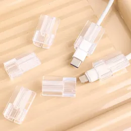 5pcs Soft Silicone Cancel Winder Charging Cable Protector Sleeve para Apple iPhone iPhone Samusng Cord Clear Caso CLIP