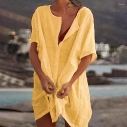 Stylish Cover up kvinnlig temperament Sun Protection Button Down Shirt Loose Sundress Bikini Beachwear