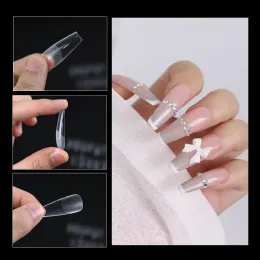 Tryck på False Nails Fake Nails Coffin Semi Frosted Full Cover Mid Length Nail Tips Art Accessories Tool för 240st varje väska