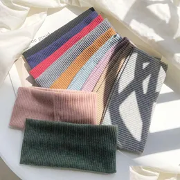 Stirnbänder Frauen gestricktes Stirnband Feste Farbe Baumwolle breit Turban verdreht geknotete Kopfschrift Mädchen Haarbandzubehör Accrunchies d Dhdev