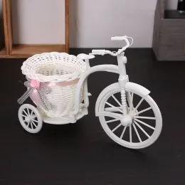 Ornamenti bianco bicicletta dekorativa cestini di fiori dekorazioni triciclo di plastica Design Vaso di fiori cestini portaoggetti dekorazione della Casa