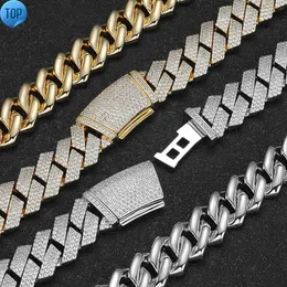 15mm 925 VVS D 컬러 Moissanite Cuban Link Chains 925 Sterling Silver Iced Out Moissanite Men Chain