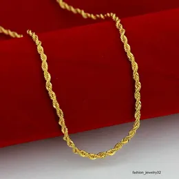 Скрученная цепь сплошной желтой золотой цепь для женщин 18 дюймов 18 дюймов