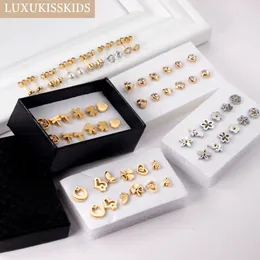 LUXUKISSKIDS Earrings Sets For Women Fashion Stainless Steel 6PairsLots Stud Piercing 316L Hypoallerge Small brinco Child Gifts 240511